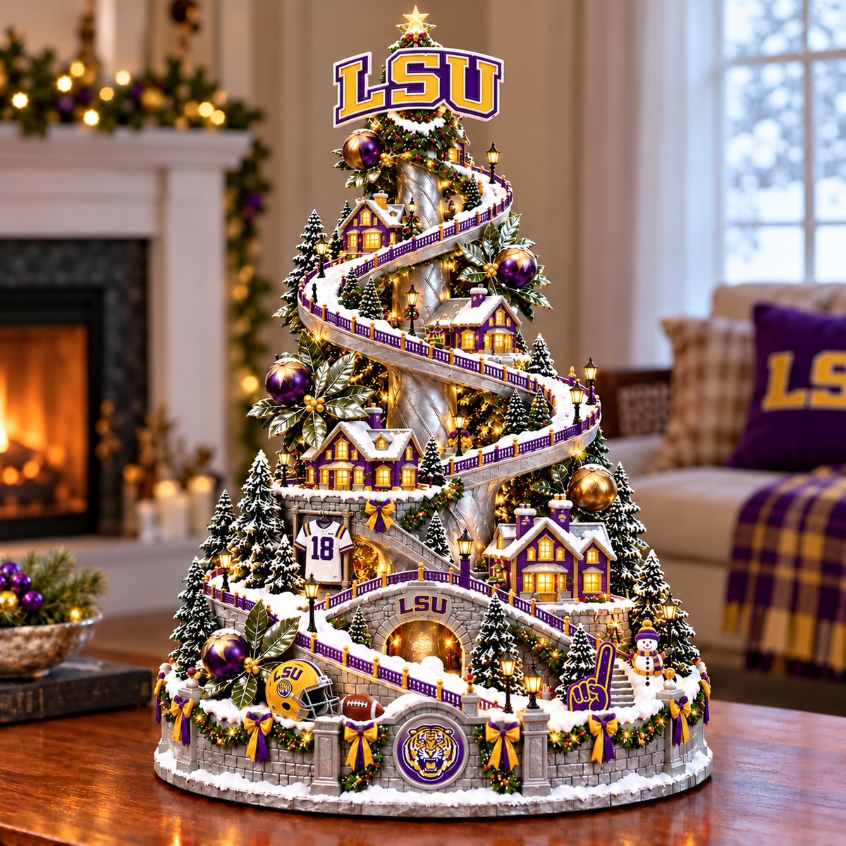 LSU Christmas Village Tree DNBN