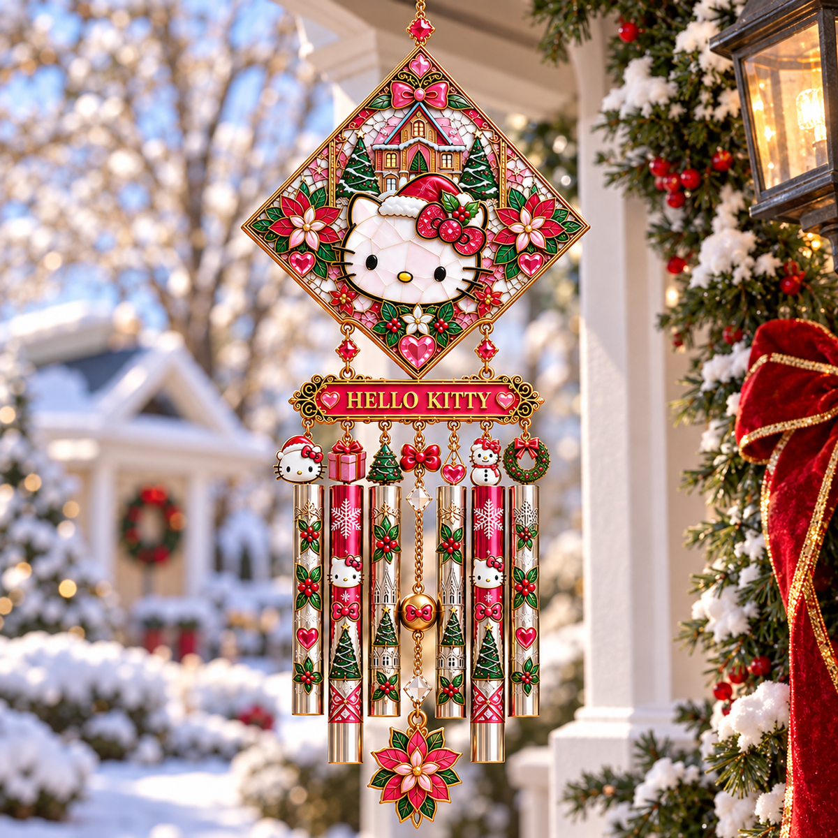 HLKT Premium Christmas Stained Glass Wind Chime NTNA