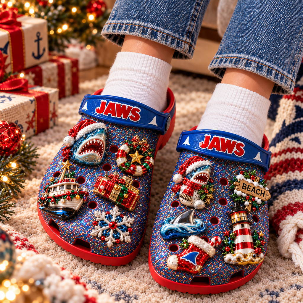 JAWS Premium Christmas Glitter Charm Clogs NTTB