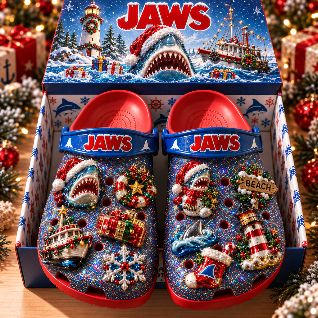 JAWS Premium Christmas Glitter Charm Clogs NTTB