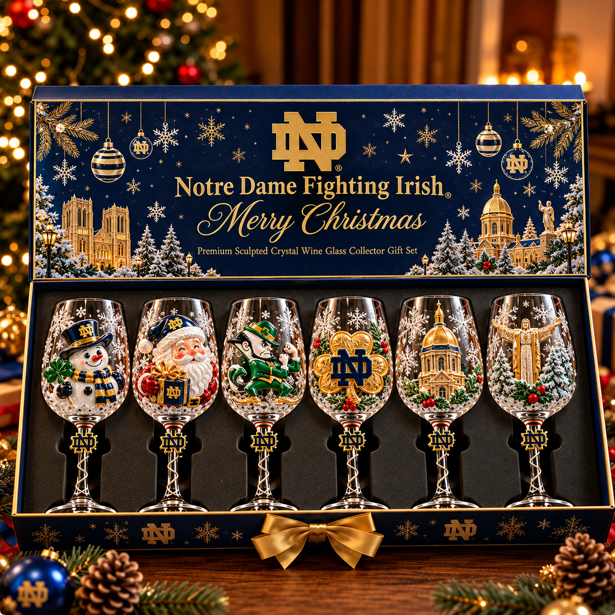 NDFI Premium Sculpted Crystal Wine Glass Collector Set TTNL