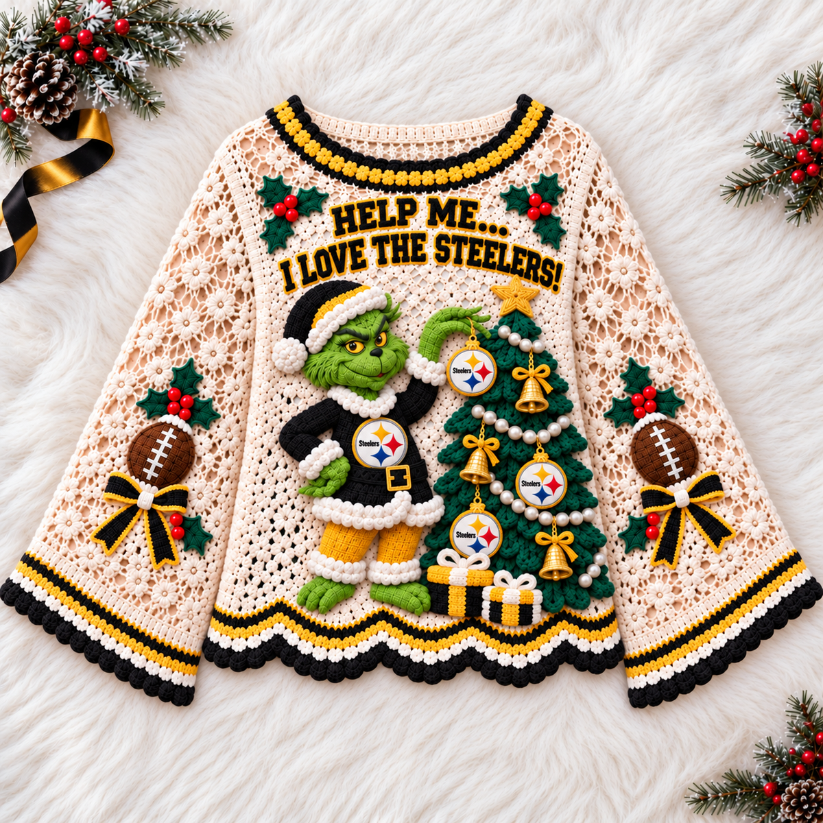 PBS Women’s Premium Christmas Bell-Sleeve Sweater TMH