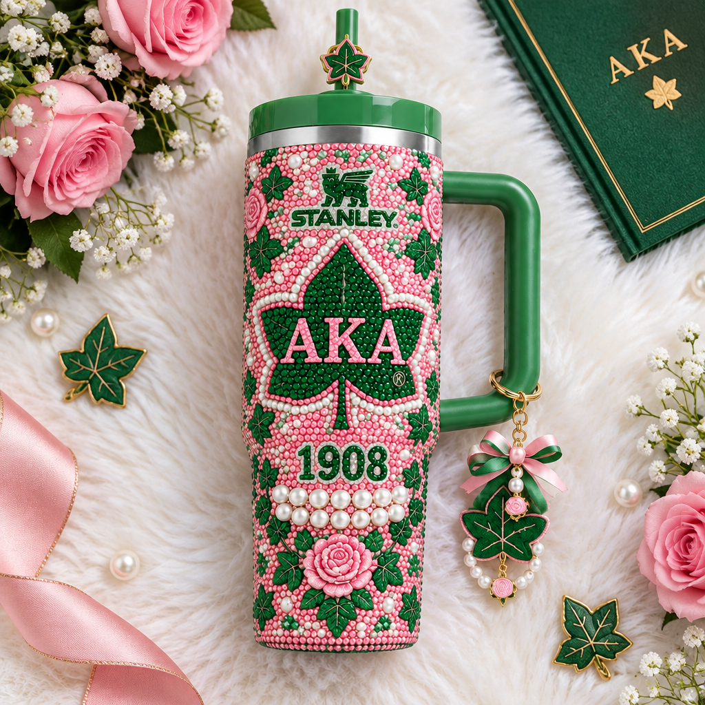 Alpha Kappa Alpha 40oz Tumbler With Handle TTNL